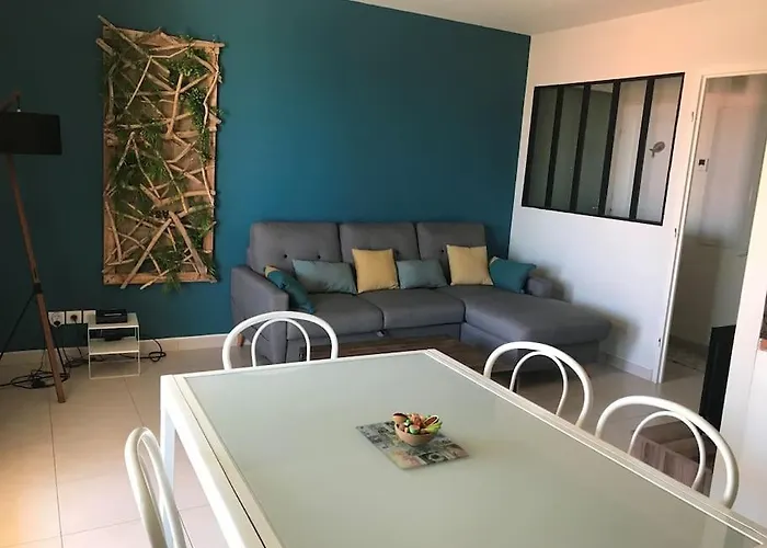 T2 2/6 P Clim Vue Piscine Parking Privé à Pied Apartamento Collioure